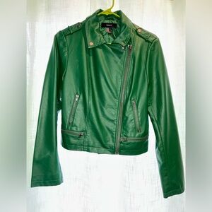Forever 21 Vibrant Green Leather Jacket